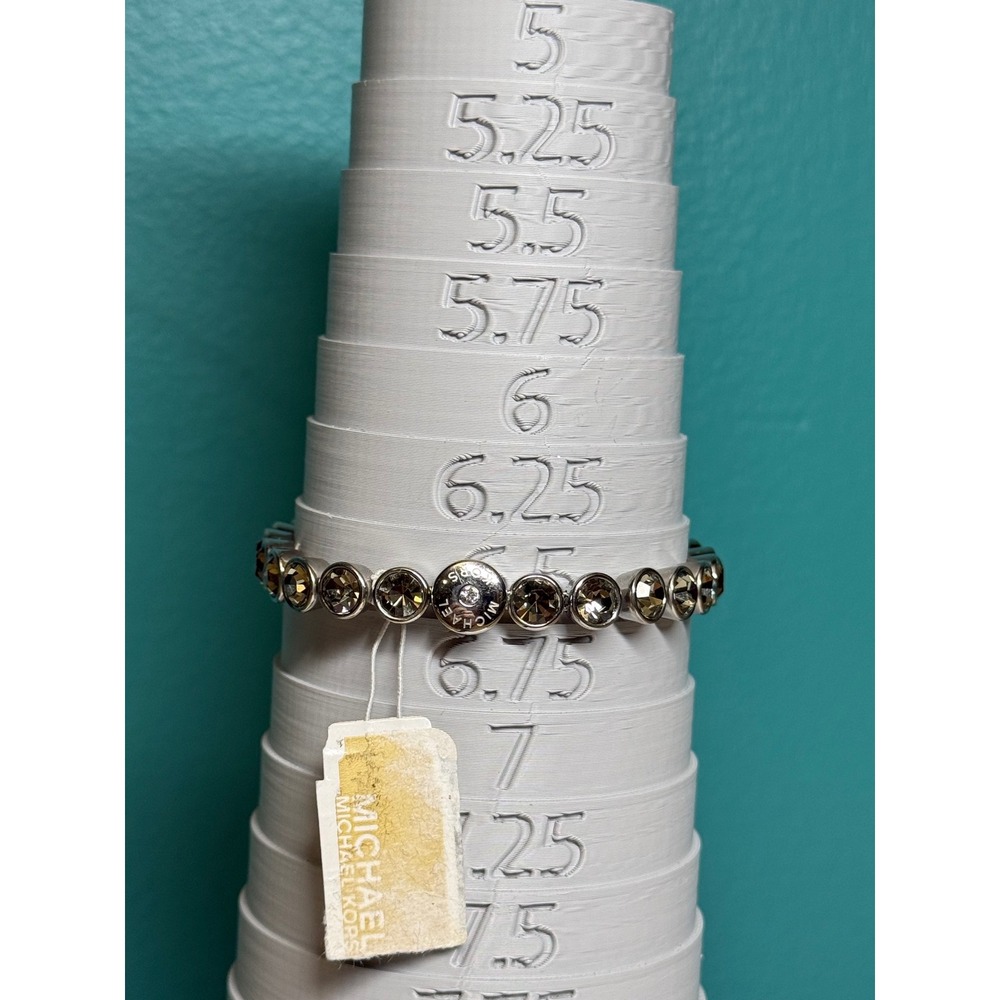 Michael Kors Park Ave Bracelet Womens Silver Grey NWT Crystal Slider Mcbling - Picture 4 of 6